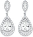 Sterling-Silver-Pear-Cubic-Zirconia-Cluster-On-Open-Marquise-Earrings Sale