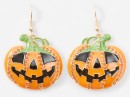 Halloween-Pumpkin-Drop-Earrings-Orange-Green-Black-and-Gold-Tone Sale