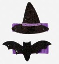 NEW-2-Pack-Black-and-Purple-Bat-and-Hat-Hair-Clips Sale