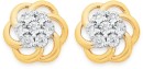 9ct-Gold-Diamond-Swirl-Flower-Stud-Earrings Sale