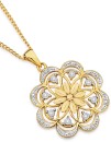 9ct-Gold-Diamond-Flower-Pendant Sale