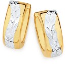 9ct-Gold-Two-Tone-10mm-Diamond-Cut-Huggie-Earrings Sale