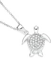 Sterling-Silver-White-Cubic-Zirconia-Pave-Turtle-Pendant Sale