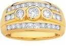 9ct-Gold-Diamond-Trilogy-Three-Row-Band Sale