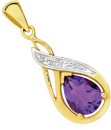 9ct-Gold-Amethyst-Diamond-Pear-Swirl-Drop-Pendant Sale