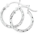 Sterling-Silver-2x16mm-Diamond-cut-Hoop-Earrings Sale