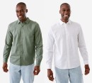 Long-Sleeve-Solid-Linen-Blend-Shirt Sale