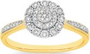 9ct-Two-Tone-Gold-Diamond-Round-Cluster-Ring Sale