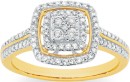 9ct-Gold-Diamond-Cushion-Halo-Cluster-Ring Sale