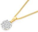 9ct-Two-Tone-Gold-Diamond-Cluster-Pendant Sale