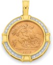 9ct-Gold-Diamond-22CT-Half-Sovereign-Pendant Sale