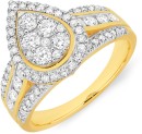 9ct-Gold-Diamond-Pear-Cluster-Ring Sale