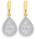 9ct-Gold-Diamond-Pear-Cluster-Earrings Sale