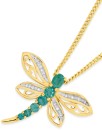 9ct-Gold-Emerald-Diamond-Dragonfly-Slider-Pendant Sale