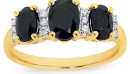 9ct-Gold-Black-Sapphire-10ct-Diamond-Trilogy-Ring Sale