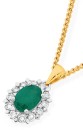 9ct-Gold-Emerald-34ct-Diamond-Oval-Frame-Pendant Sale