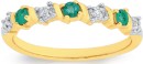 9ct-Gold-Natural-Emerald-Diamond-Anniversary-Band Sale