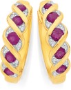 9ct-Gold-Natural-Ruby-Diamond-Huggie-Earrings Sale