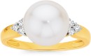 9ct-Gold-Cultured-Freshwater-Pearl-15ct-Diamond-Ring Sale