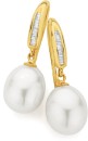 9ct-Gold-Cultured-Fresh-Water-Pearl-Diamond-Hook-Earrings Sale