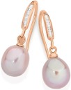 9ct-Rose-Gold-Pink-Cultured-Freshwater-Pearl-Diamond-Hook-Earrings Sale