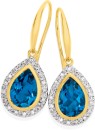 9ct-Gold-Blue-Topaz-20ct-Diamond-Earrings Sale