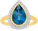 9ct-Gold-Blue-Topaz-20ct-Diamond-Dress-Ring Sale