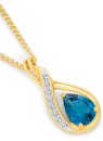 9ct-Gold-London-Blue-Topaz-Diamond-Swirl-Slider-Pendant Sale