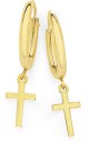 9ct-Gold-15x10mm-Cross-Drop-Hoop-Earrings Sale