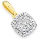 9ct-Gold-Diamond-Cushion-Cluster-Pendant Sale