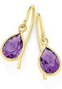 9ct-Gold-Amethyst-Pear-Cut-Bezel-Hook-Earrings Sale