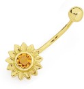 9ct-Gold-Round-Citrine-Sunflower-Belly-Bar Sale