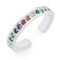 Sterling-Silver-Multi-Colour-Cubic-Zirconia-Channel-Set-Toe-Ring Sale