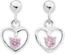 Sterling-Silver-Childs-Pink-Cubic-Zirconia-Heart-Drop-Earrings Sale