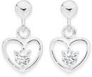 Sterling-Silver-Childs-White-Cubic-Zirconia-Heart-Drop-Earrings Sale