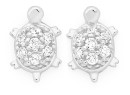 Sterling-Silver-Cubic-Zirconia-Pave-Turtle-Stud-Earrings Sale