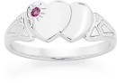 Sterling-Silver-Double-Heart-Created-Ruby-Signet-Ring Sale