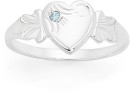 Sterling-Silver-Aqua-Cubic-Zirconia-Heart-Signet Sale