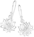 Sterling-Silver-Cubic-Zirconia-Lotus-Cutout-Drop-Earrings Sale