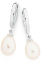 Sterling-Silver-Cultured-Freshwater-Pearl-Drop-on-Huggie-Earrings Sale