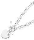 Sterling-Silver-45cm-Cubic-Zirconia-Heart-Fob-Necklet Sale