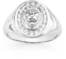 Sterling-Silver-Cubic-Zirconia-Surround-Lion-Head-Oval-Signet-Mens-Ring Sale