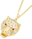 9ct-Gold-Created-Ruby-Diamond-Leopard-Head-Mens-Pendant Sale