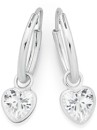 Silver-5mm-Heart-Cubic-Zirconia-Drop-Hoops Sale