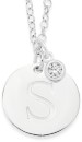 Sterling-Silver-Initial-S-Disc-With-Cubic-Zirconia-Charm-Necklace Sale