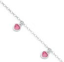 Sterling-Silver-17cm-Pink-Crystal-Heart-Charm-Bracelet Sale