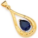 9ct-Gold-Created-Sapphire-Diamond-Open-Teardrop-Pendant Sale