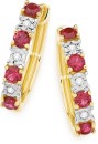 9ct-Gold-Created-Ruby-Diamond-Huggie-Earrings Sale