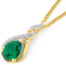 9ct-Gold-Created-Emerald-Diamond-Pendant Sale