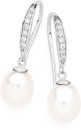 Sterling-Silver-75mm-Cultured-Freshwater-Pearl-Pave-Cubic-Zirconia-Hook-Earrings Sale